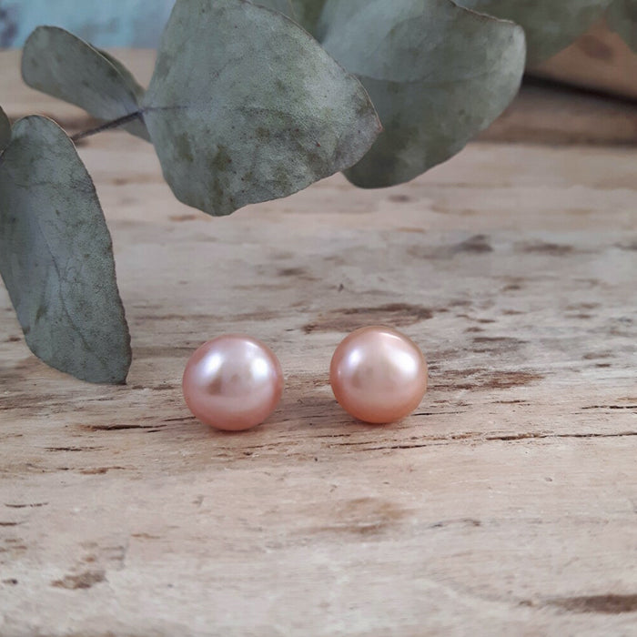 Pink Pearl Large Stud Earrings