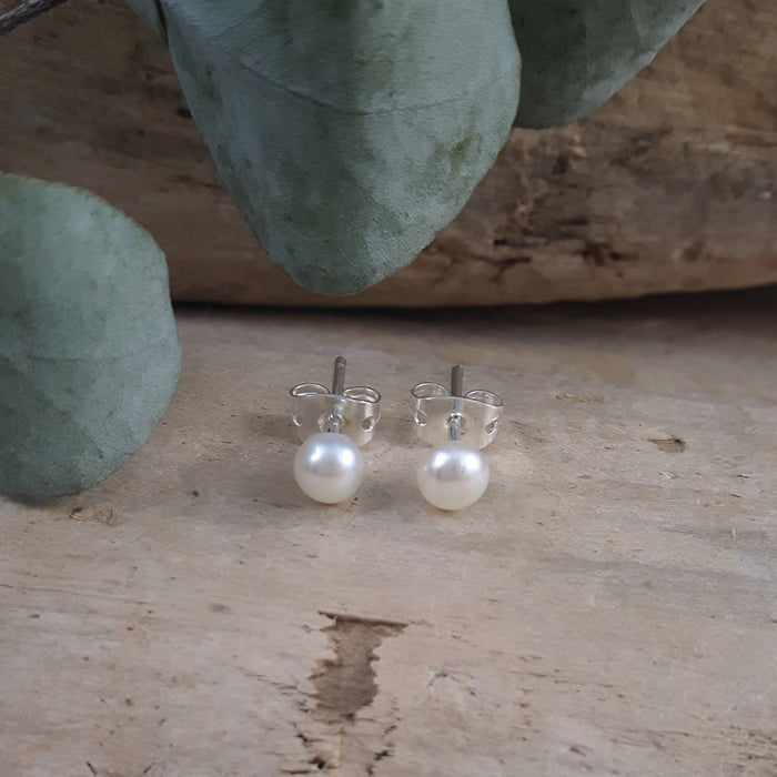 White Pearl Tiny Stud Earrings