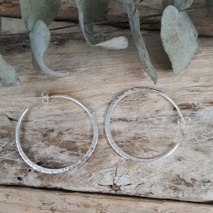 Toro 4cm Hammered Hoop Earrings