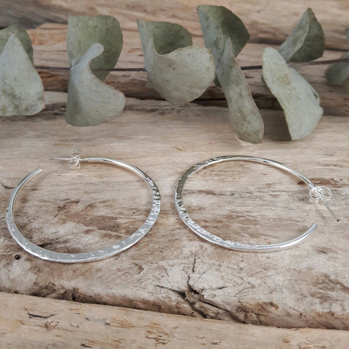 Toro 4cm Hammered Hoop Earrings