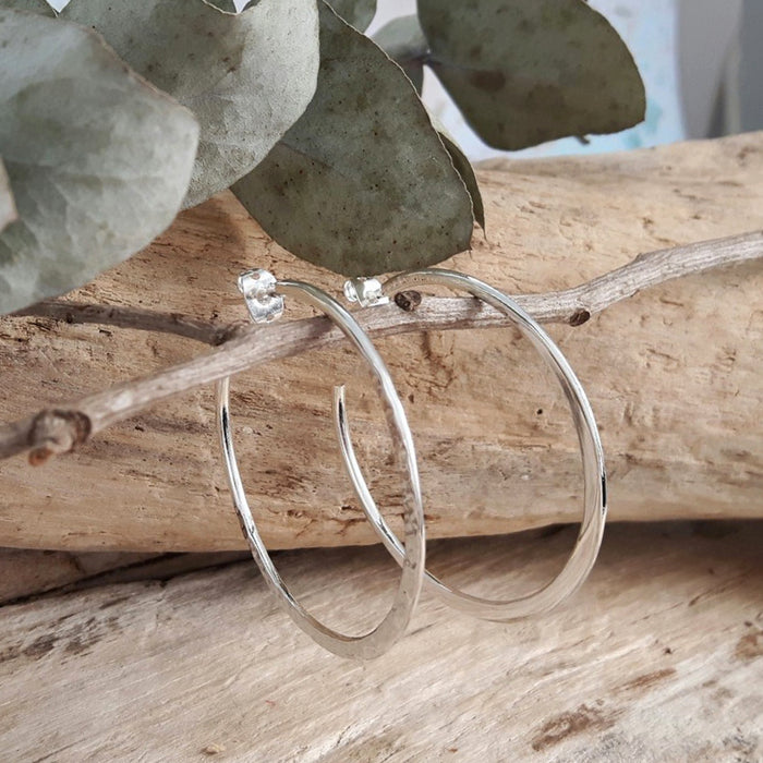 Toro 4cm Hammered Hoop Earrings