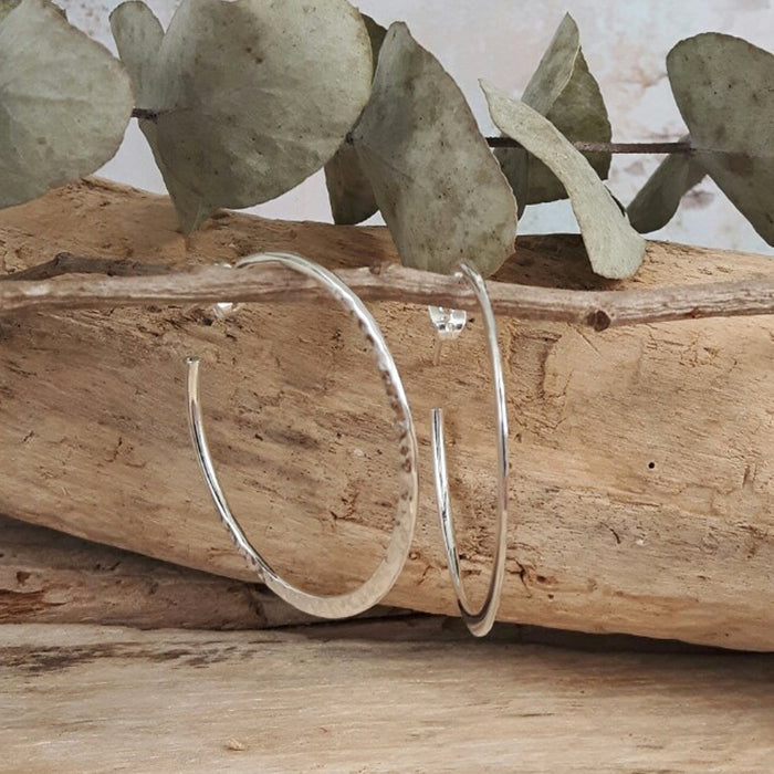 Toro 4cm Hammered Hoop Earrings