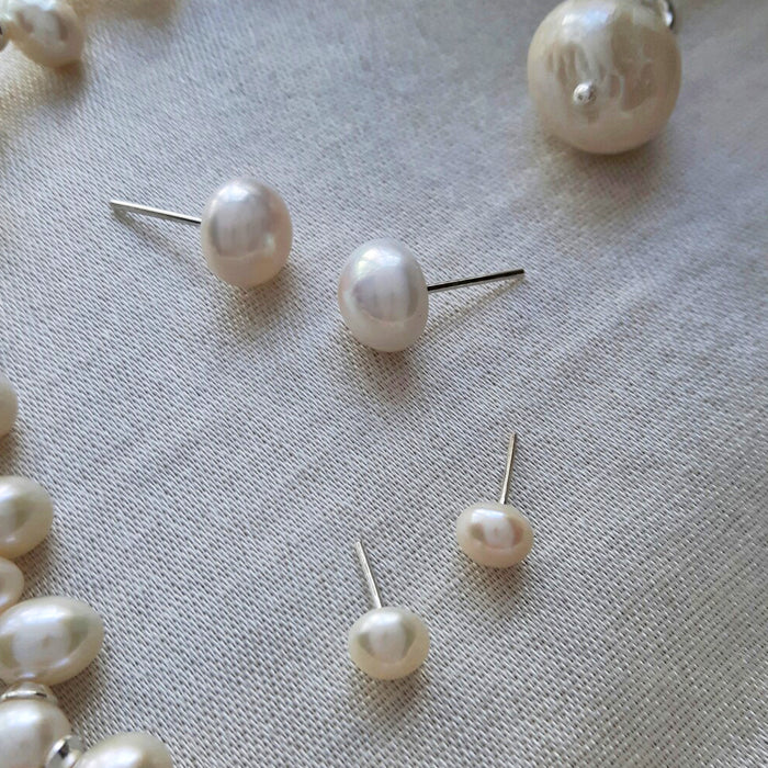 White Pearl Large Stud Earrings